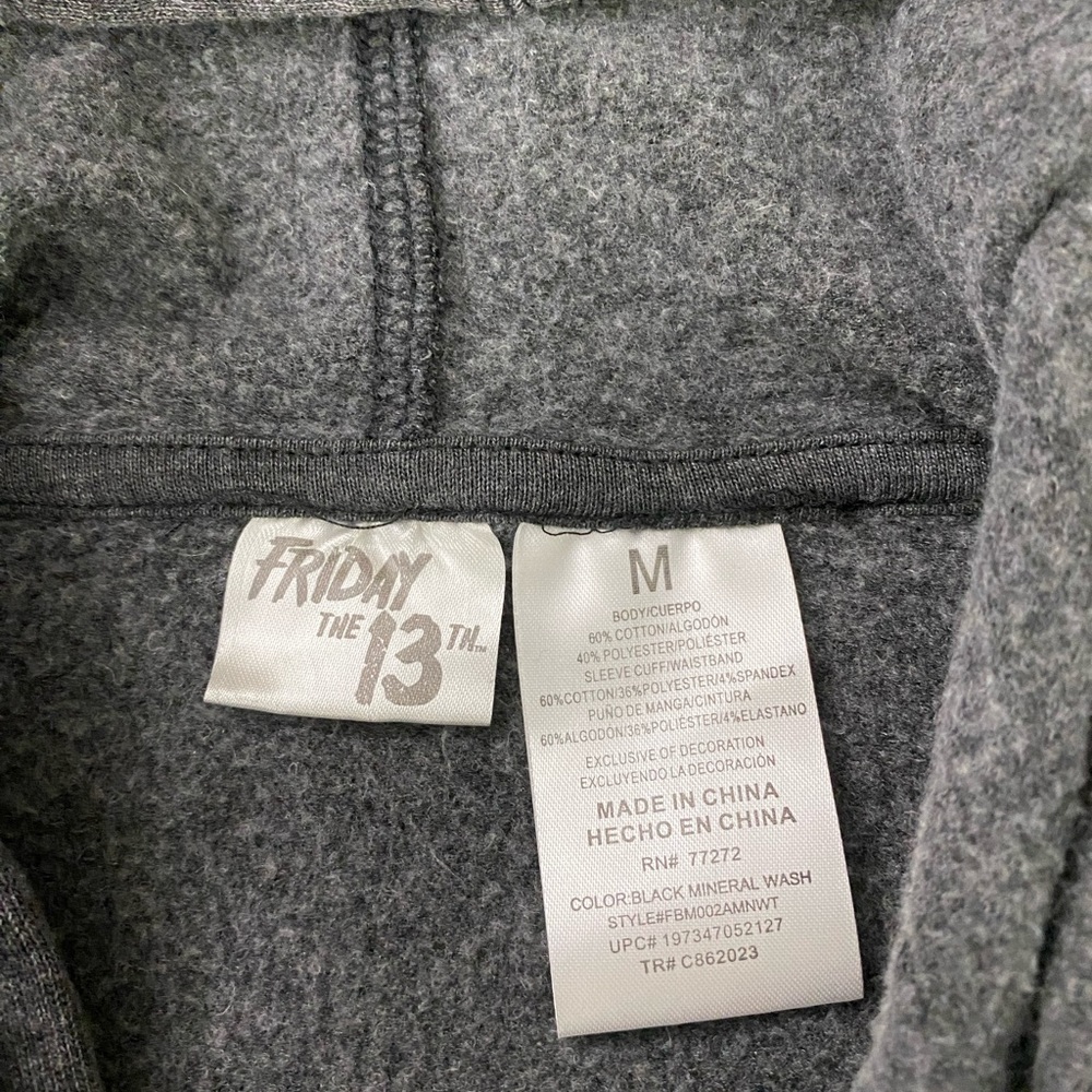 Friday The 13th Mens Medium Pullover Long Sleeve Gray Hoodie - Picture 8 of 13